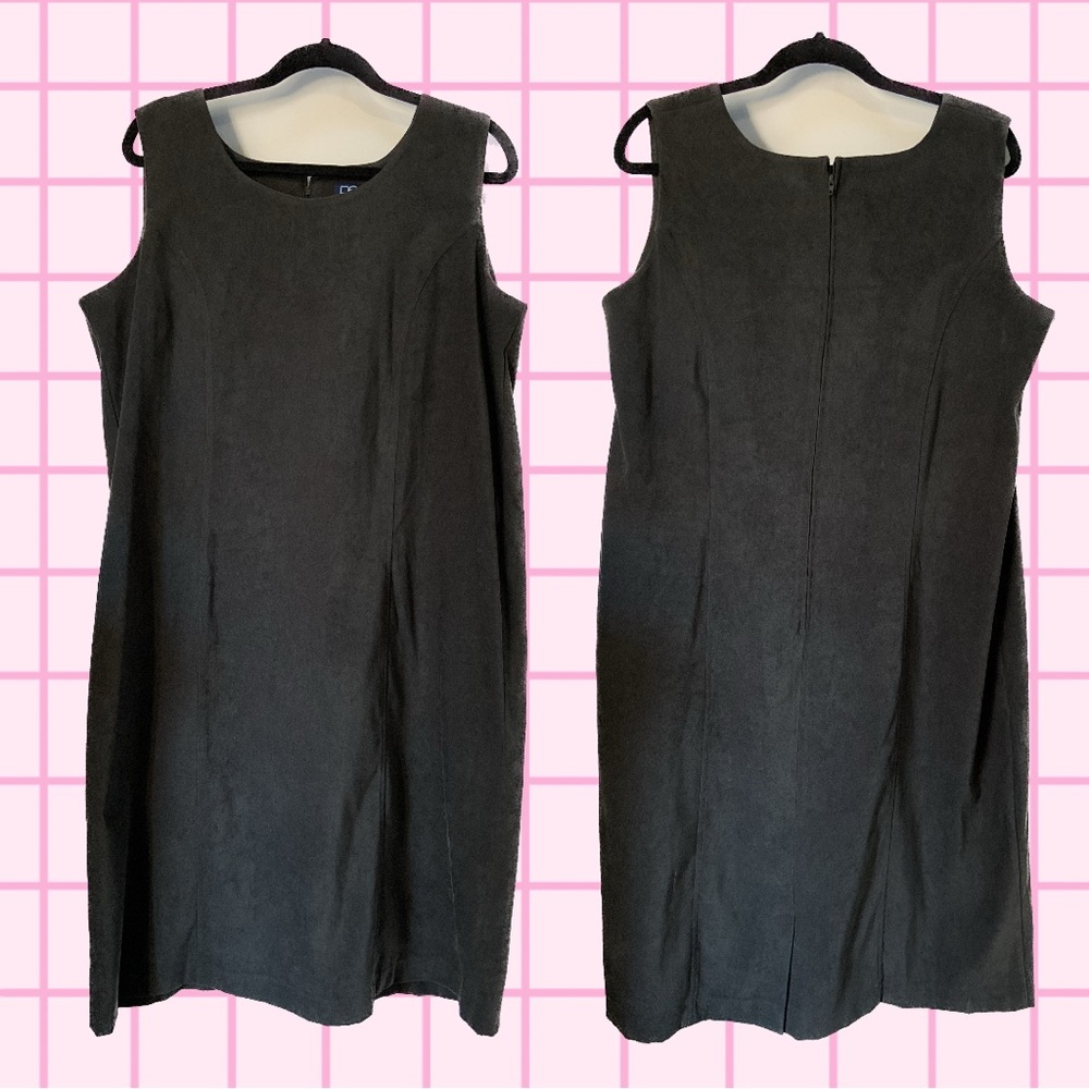 Vintage PS Career Green Velvety Sleeveless Dress Size 18